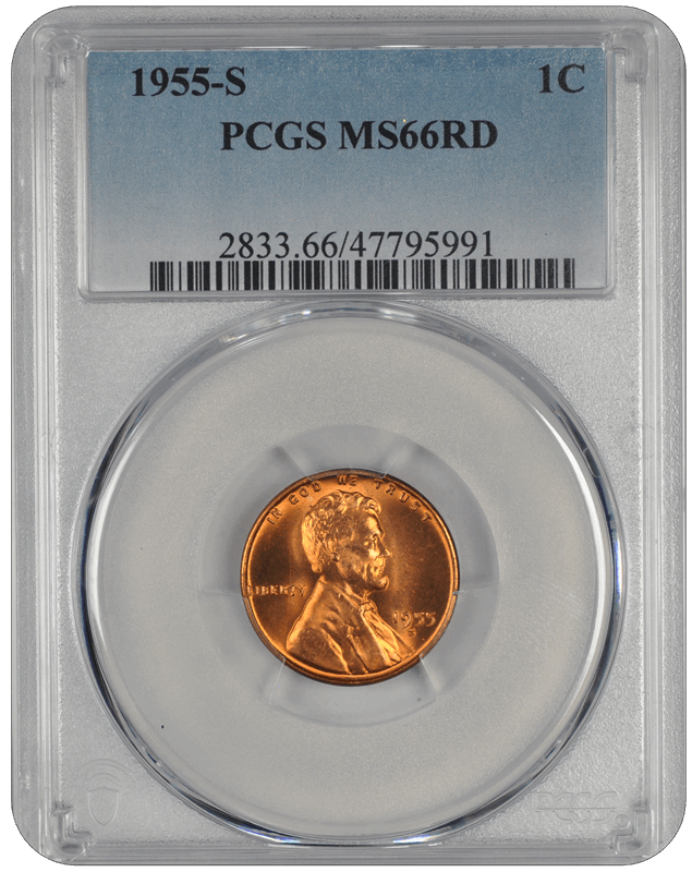 1955-S Lincoln PCGS RD 66