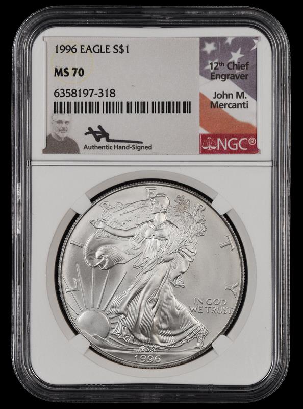 1996 Eagle S$1 John Mercanti Signature Label NGC MS 70