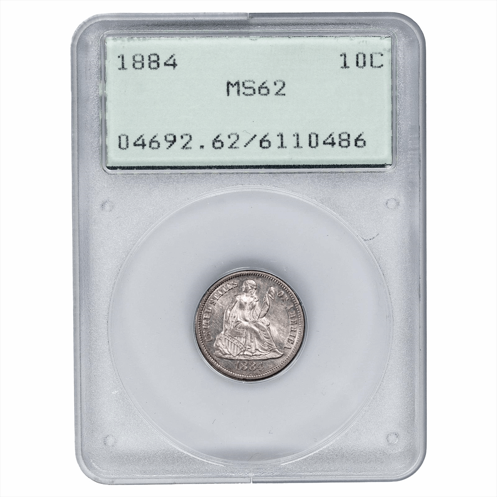 1884 Seated Liberty Dime 10C PCGS MS 62