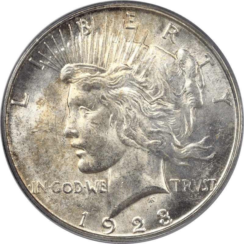 1923-S Peace Silver Dollar, PCGS MS63 - Light Golden Toning
