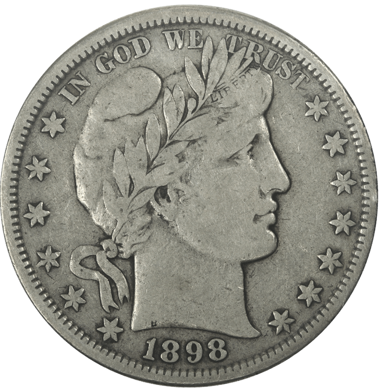 1898-S Barber Half Dollar, Raw,  Circulated, Very Fine - Nice Coin
