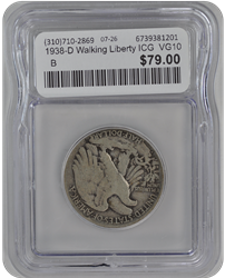 1938-D Walking Liberty ICG  VG10