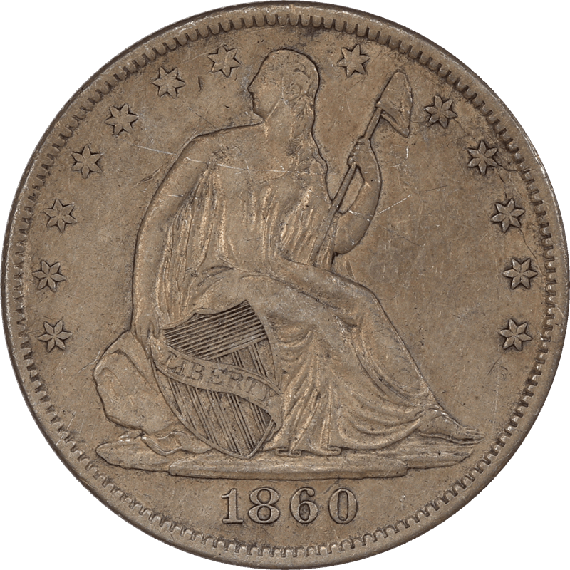 1860-O Seated Liberty Half Dollar 50C Raw AU