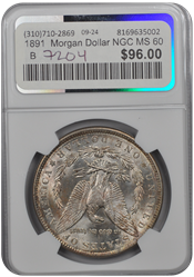 1891  Morgan Dollar NGC MS 60