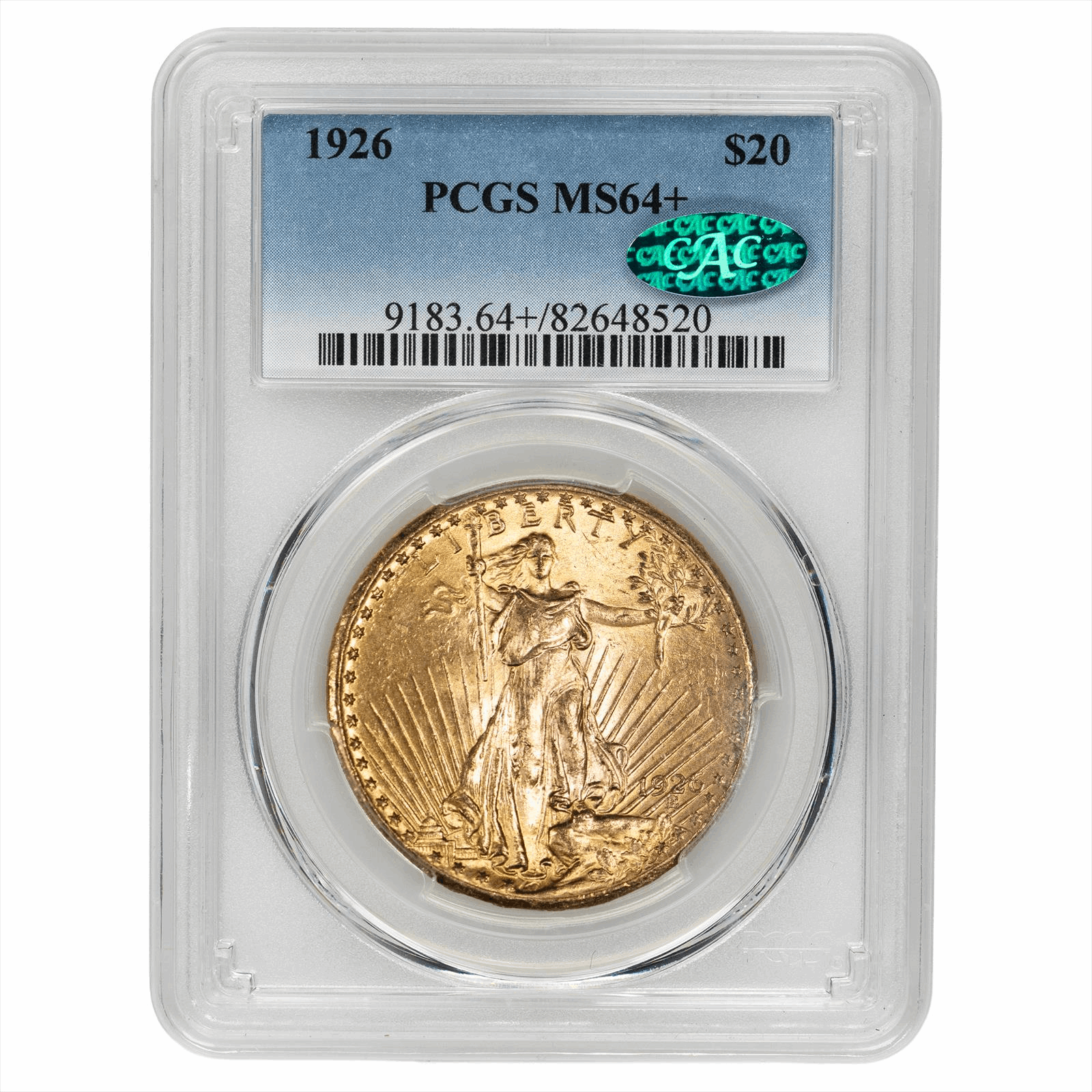 1926 St. Gaudens Gold Double Eagle $20 PCGS MS 64+ CAC
