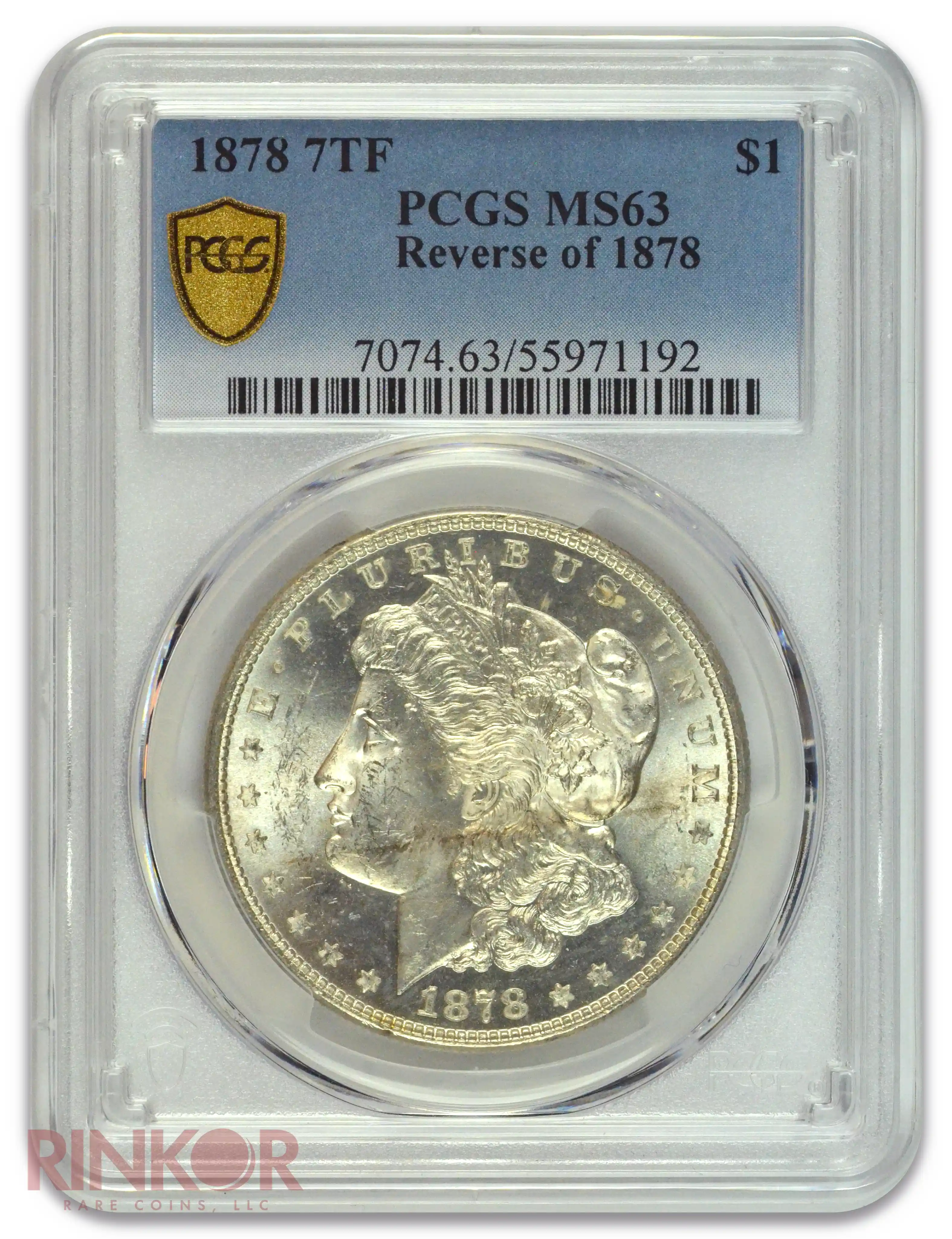 1878 7TF $1 Reverse of 1878 Morgan Dollar PCGS MS 63