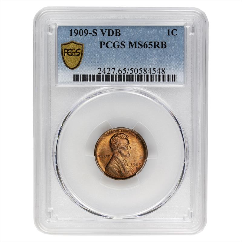 1909-S VDB Lincoln Wheat Cent, 1C PCGS MS 65 RB