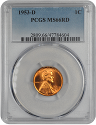 1953-D Lincoln PCGS RD 66