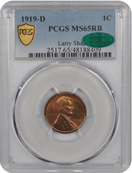 1919-D Lincoln PCGS (CAC) RB 65