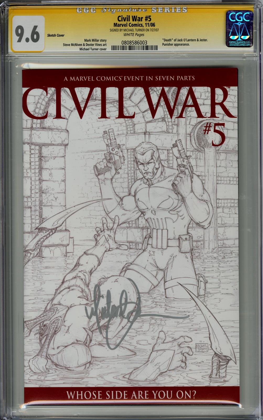 Civil War #5 CGC Signature Series 9.6 (Marvel, 2006)Signed by Michael Turner 