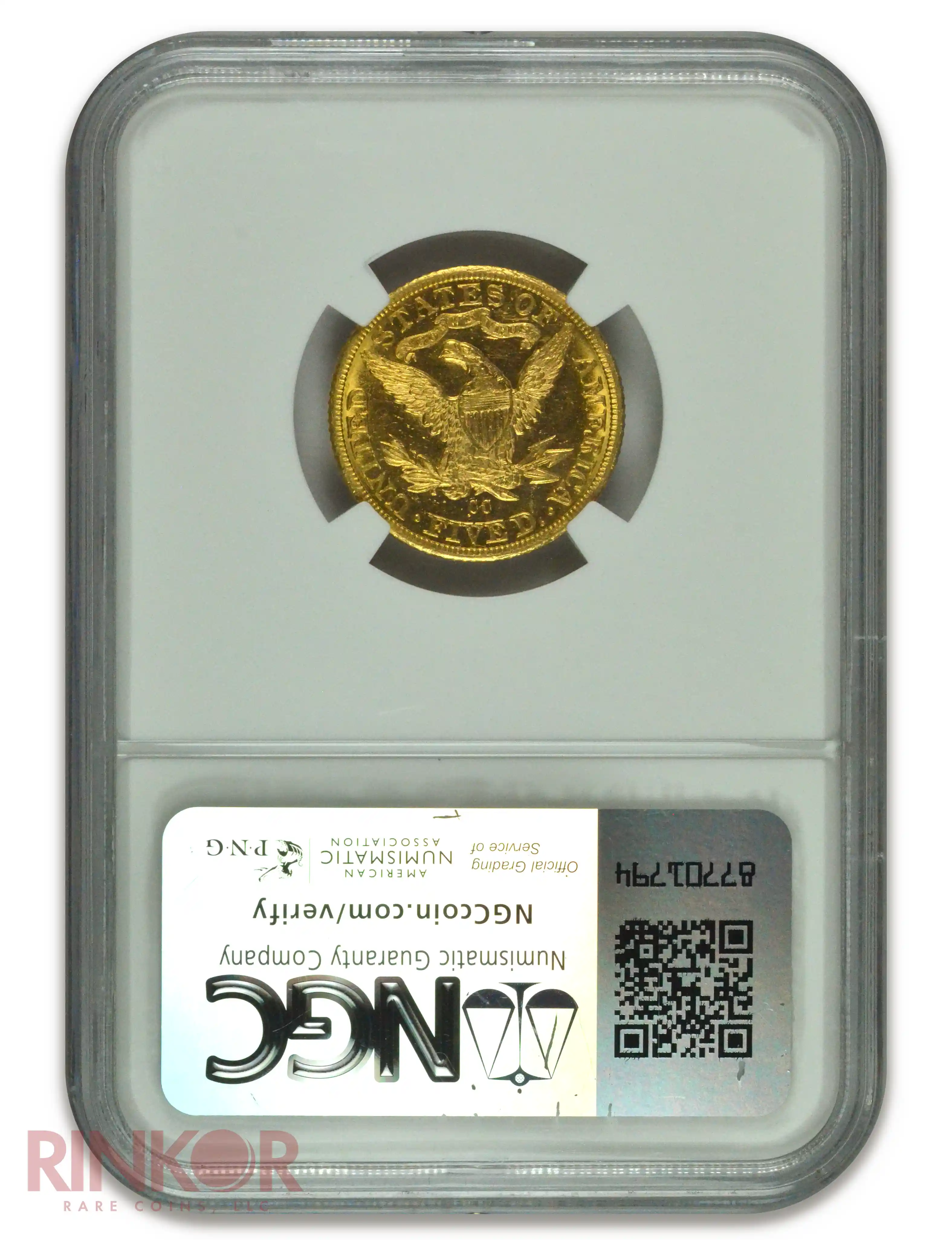 1890-CC $5 Liberty Head NGC MS 62