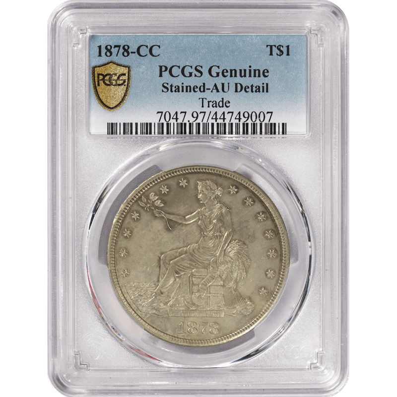 1878-CC $1 Silver Trade Dollar - PCGS AU Details - Stained