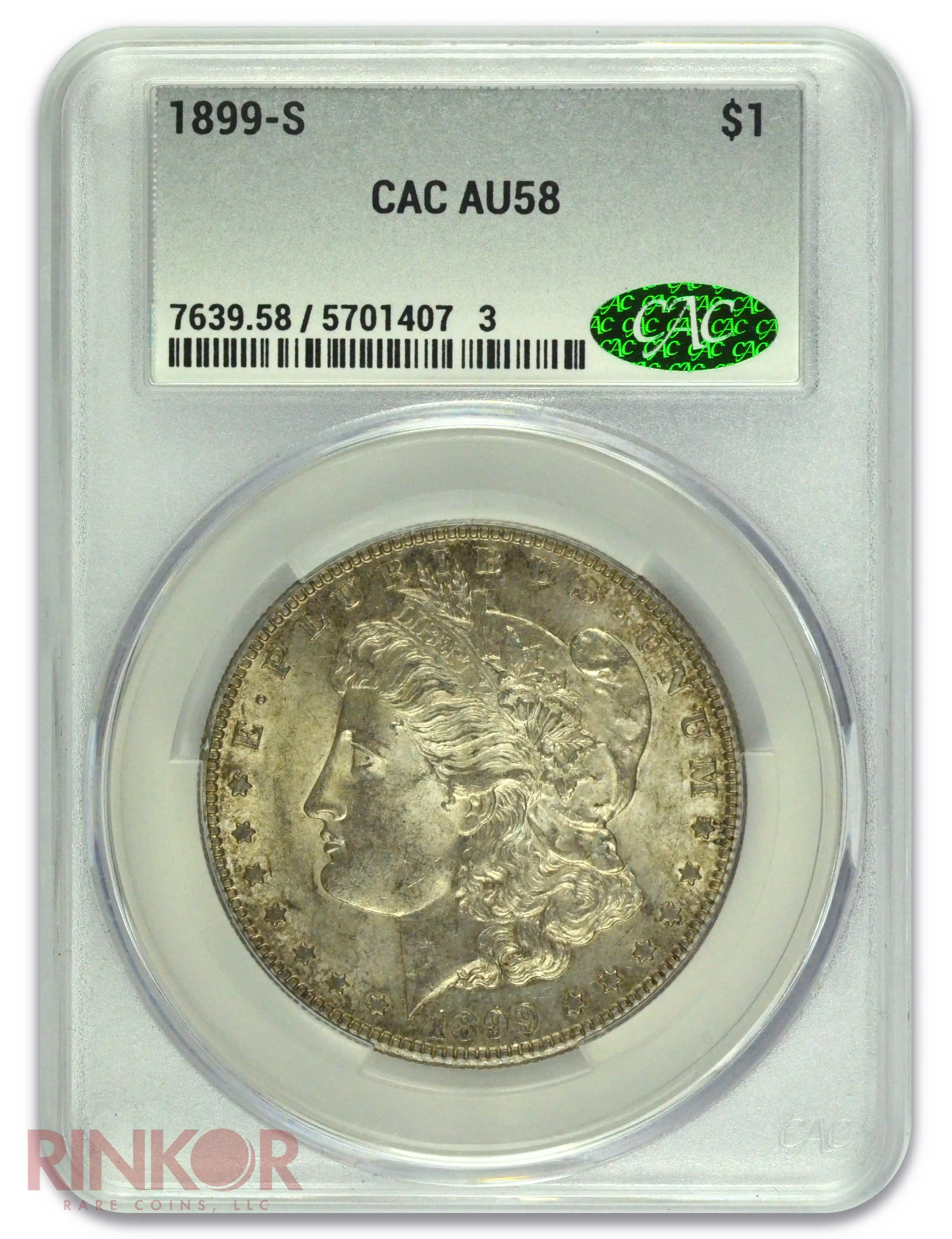 1899-S $1 Morgan Dollar CACG AU-58