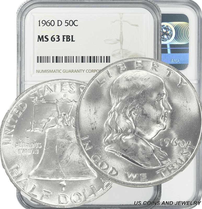 1960-D Franklin Half Dollar 50C NGC MS 63 FBL 