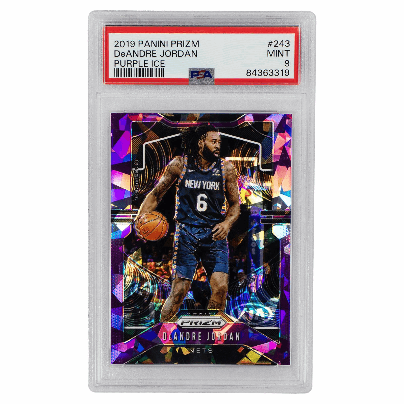 2019 Panini Prizm DeAndre Jordan Purple Ice #243 PSA MINT 9 Cert #84363319