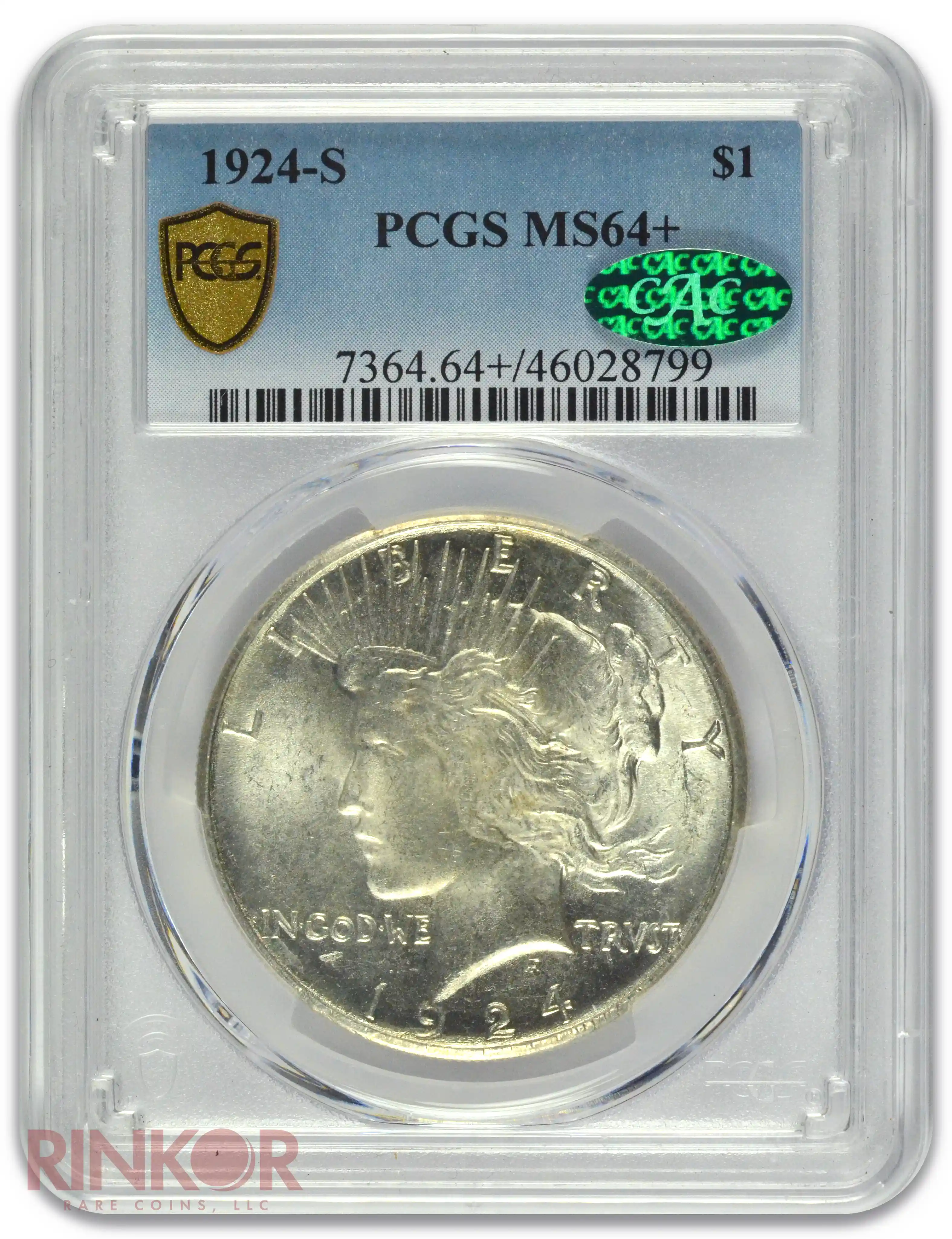 1924-S $1 PCGS MS 64+ CAC