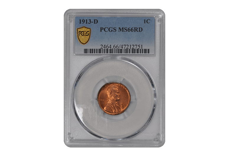 1913-D Lincoln Wheat PCGS MS RD 66