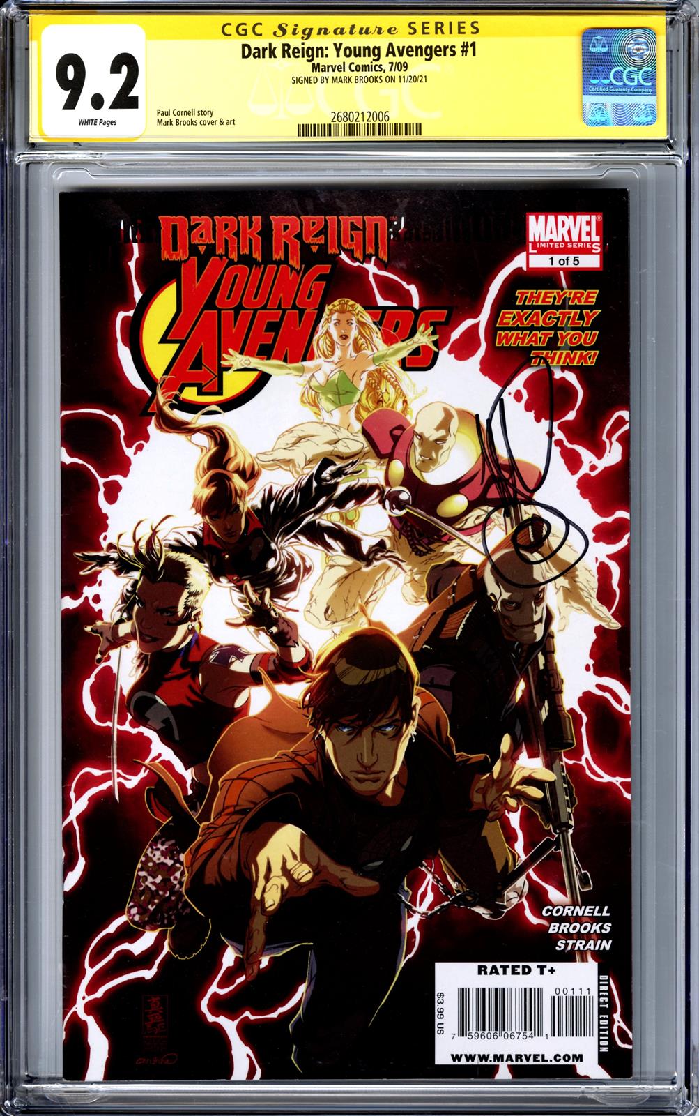 Dark Reign: Young Avengers #1 Marvel Comics 7/09 Signed by Mark Brooks CGC Signature Series 9.2
