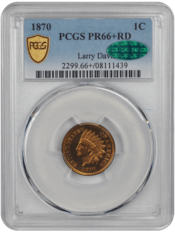 1870 Indian Head Red PCGS CAC PR66+