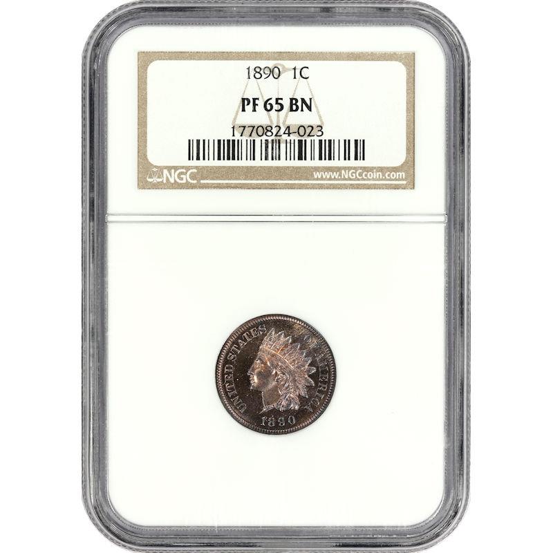 1890 Indian Head Cent 1C NGC PF65BN GEM PROOF