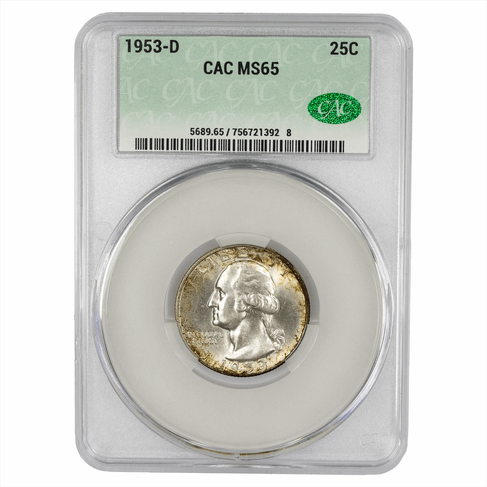 1953-D Washington Quarter 25C CACG MS 65 CAC
