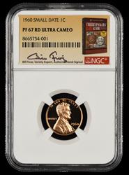 1960 Small Date Lincoln Cent Bill Fivaz Signature Label NGC  PF67RD UCAM