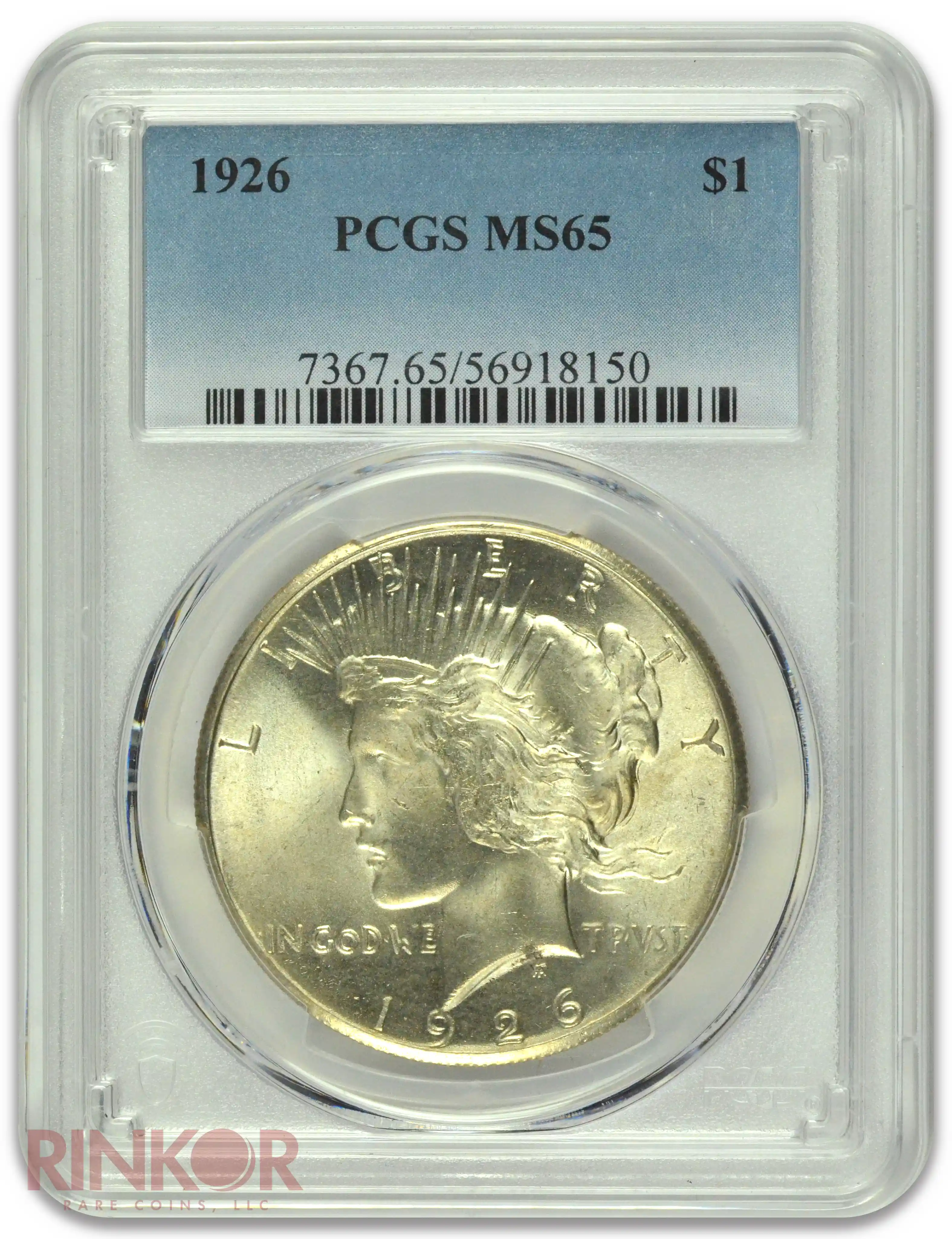 1926 $1 Peace Dollar PCGS MS 65
