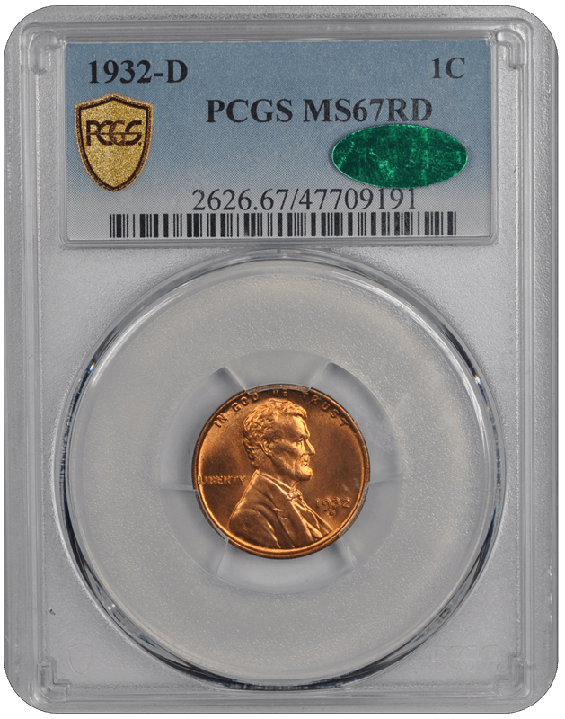 1932-D Lincoln PCGS CAC RD 67