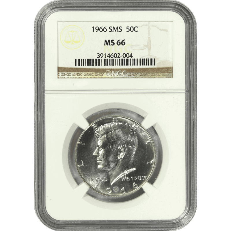 1966 50c SMS Kennedy Half Dollar - NGC MS66 - Nice White Coin!