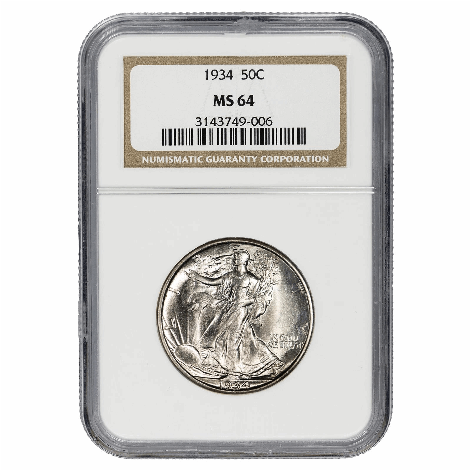 1934 Walking Liberty Half Dollar 50C NGC MS 64