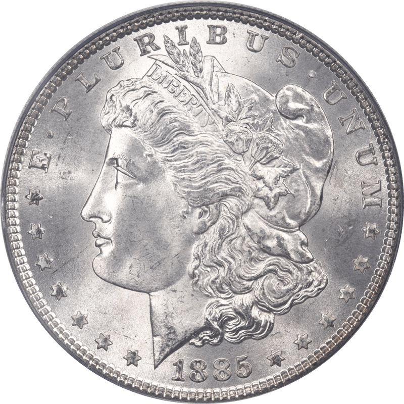 1885 Morgan Silver Dollar $1 PCGS MS65 Lustrous, OGH, white coin
