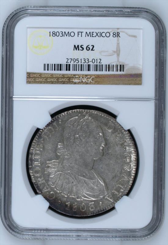 W Mexico 1803MO FT 8 Reales NGC MS 62 