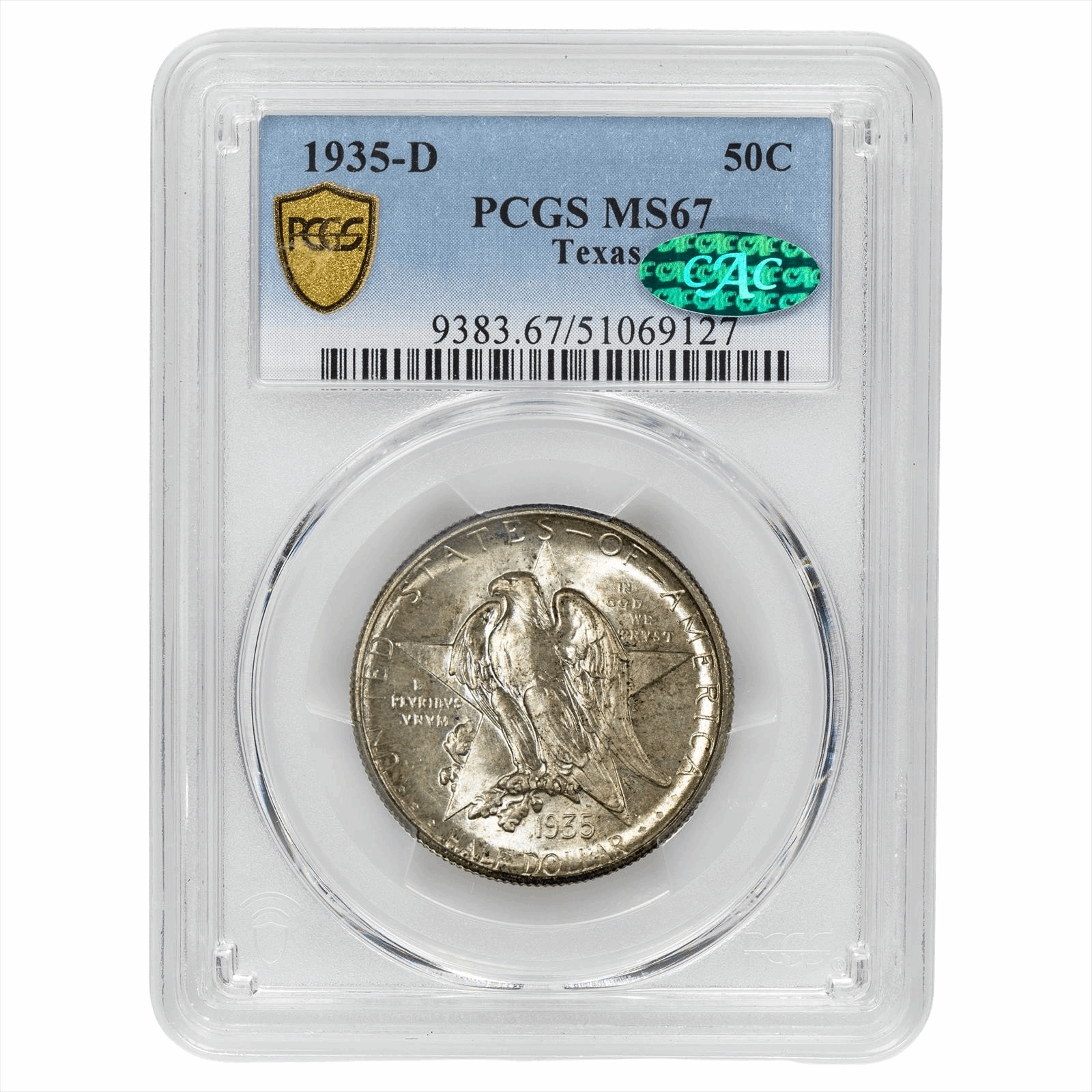 1935-D Texas Commemorative Half Dollar 50C PCGS MS 67 CAC