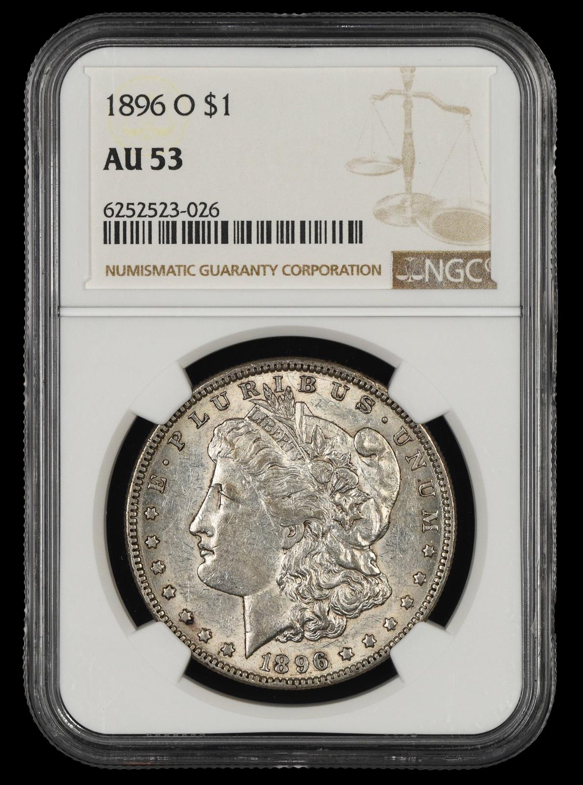 1896 O $1 NGC  AU53