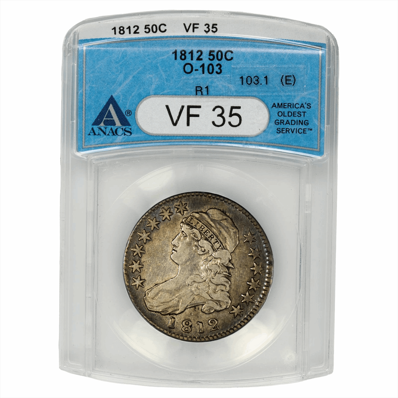 1812 50C ANACS VF35 O-103 