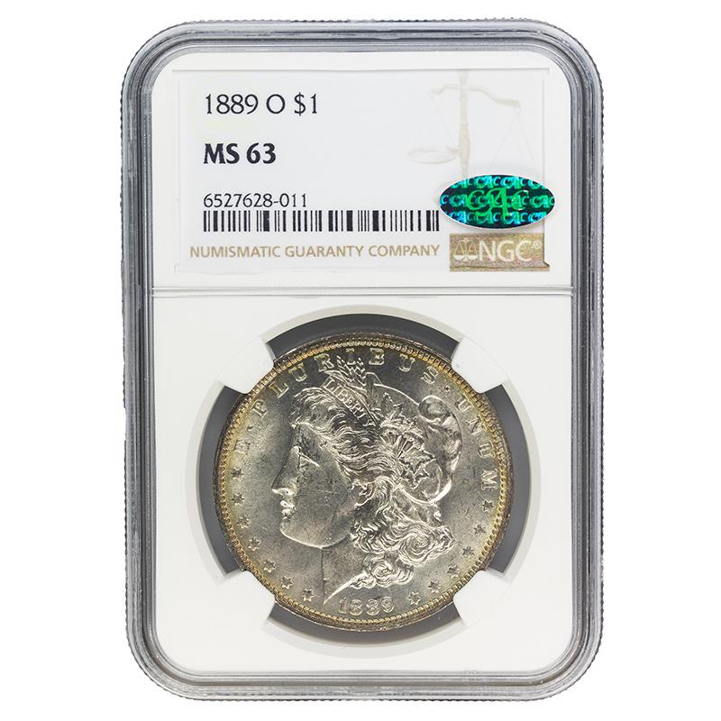 1889-O Morgan Silver Dollar $1, NGC MS63 CAC - Better Date 