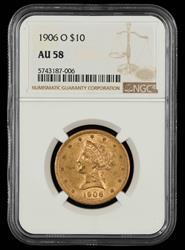 1906 O $10 Gold NGC AU58