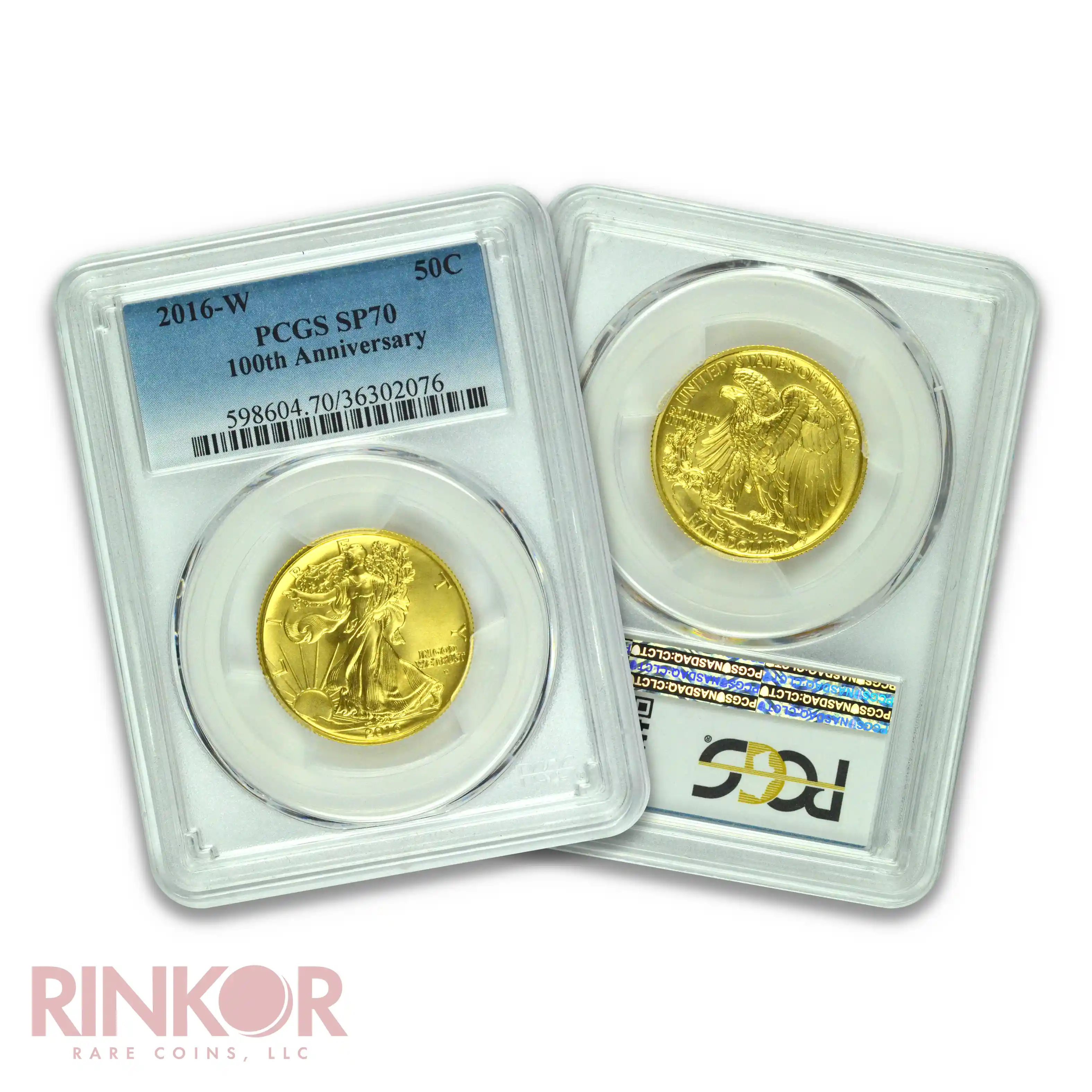 2016-W Gold 1/2oz Walking Liberty Half Dollar 100th Anniversary Blue Label PCGS SP 70