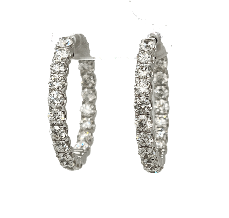 4.92cttw Diamond 14k White Gold In and Out Earrings VS Clarity Diamonds 