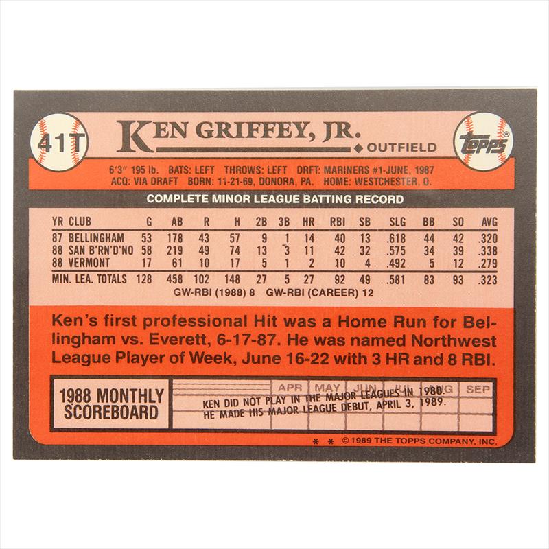 1989 Topps Traded #41T Ken Griffey Jr Mariners Rookie Card PSA 9 Mint