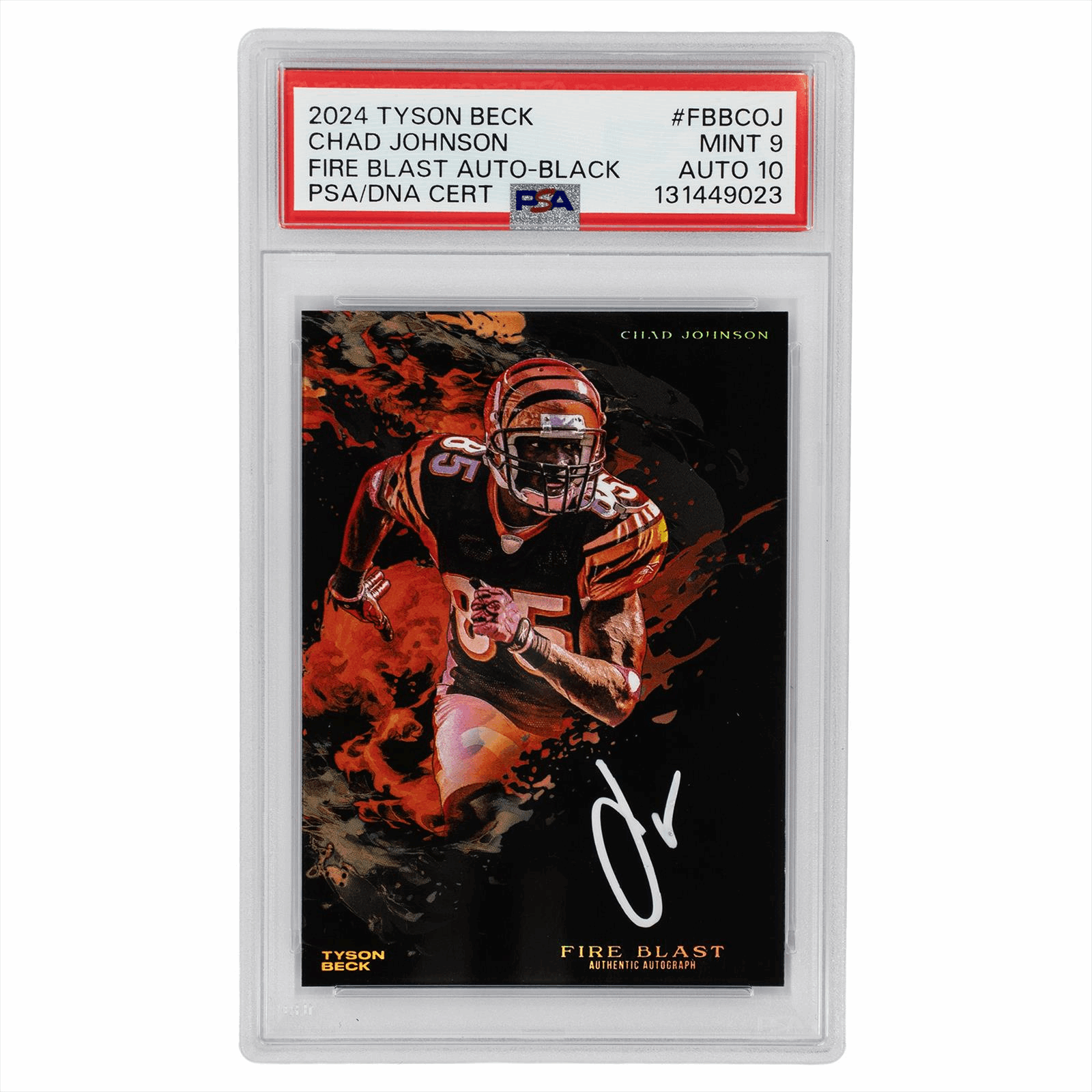 2024 Tyson Beck x Chad Johnson Fire Blast Autographs Auto-Black #FBBCOJ PSA MINT 9 Cert #131449023