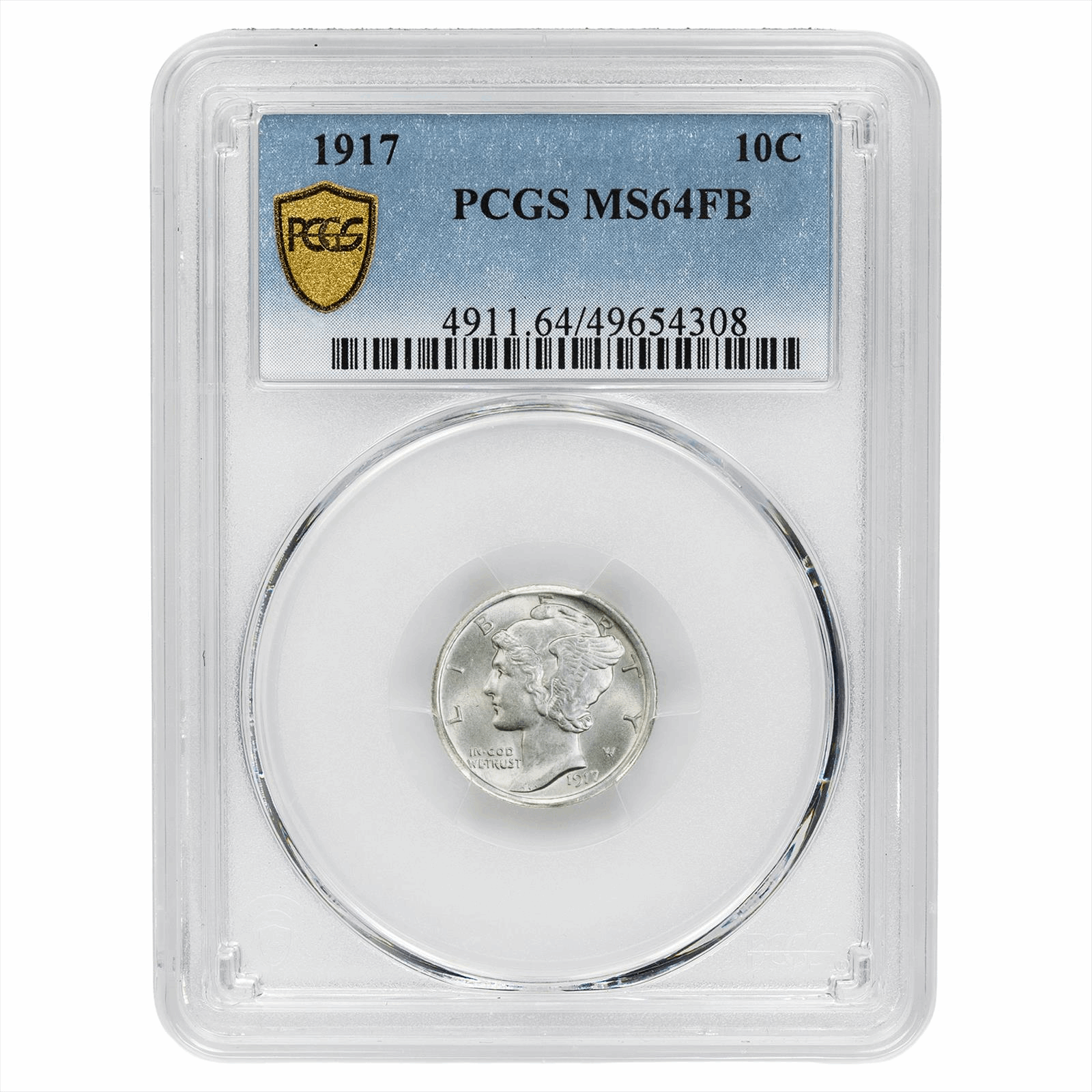 1917 Mercury Dime 10C PCGS MS 64 FB