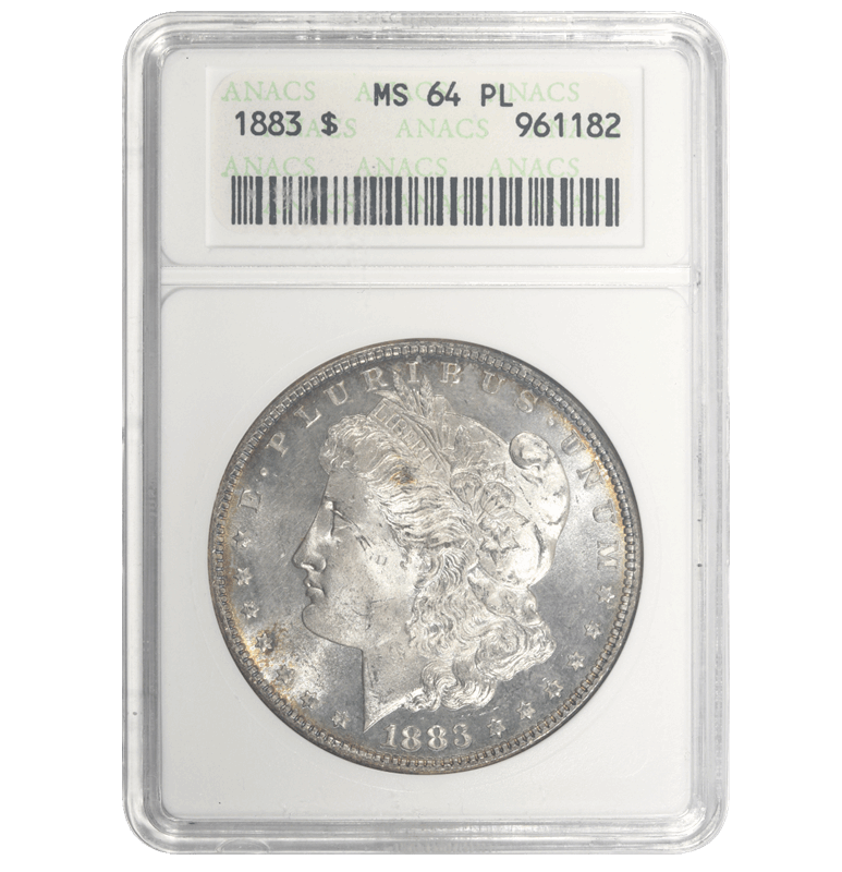 1883 Morgan Silver Dollara $1 ANACS MS 64 PL