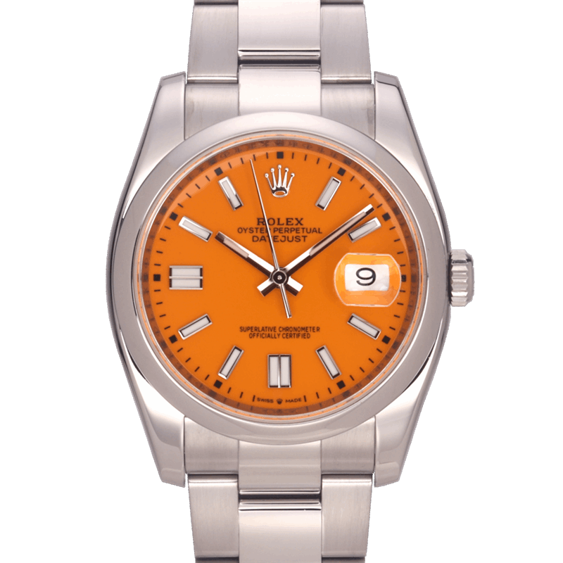 Rolex 36mm Datejust 116200 Orange Dial Oyster Bracelet Watch and Card (2014)