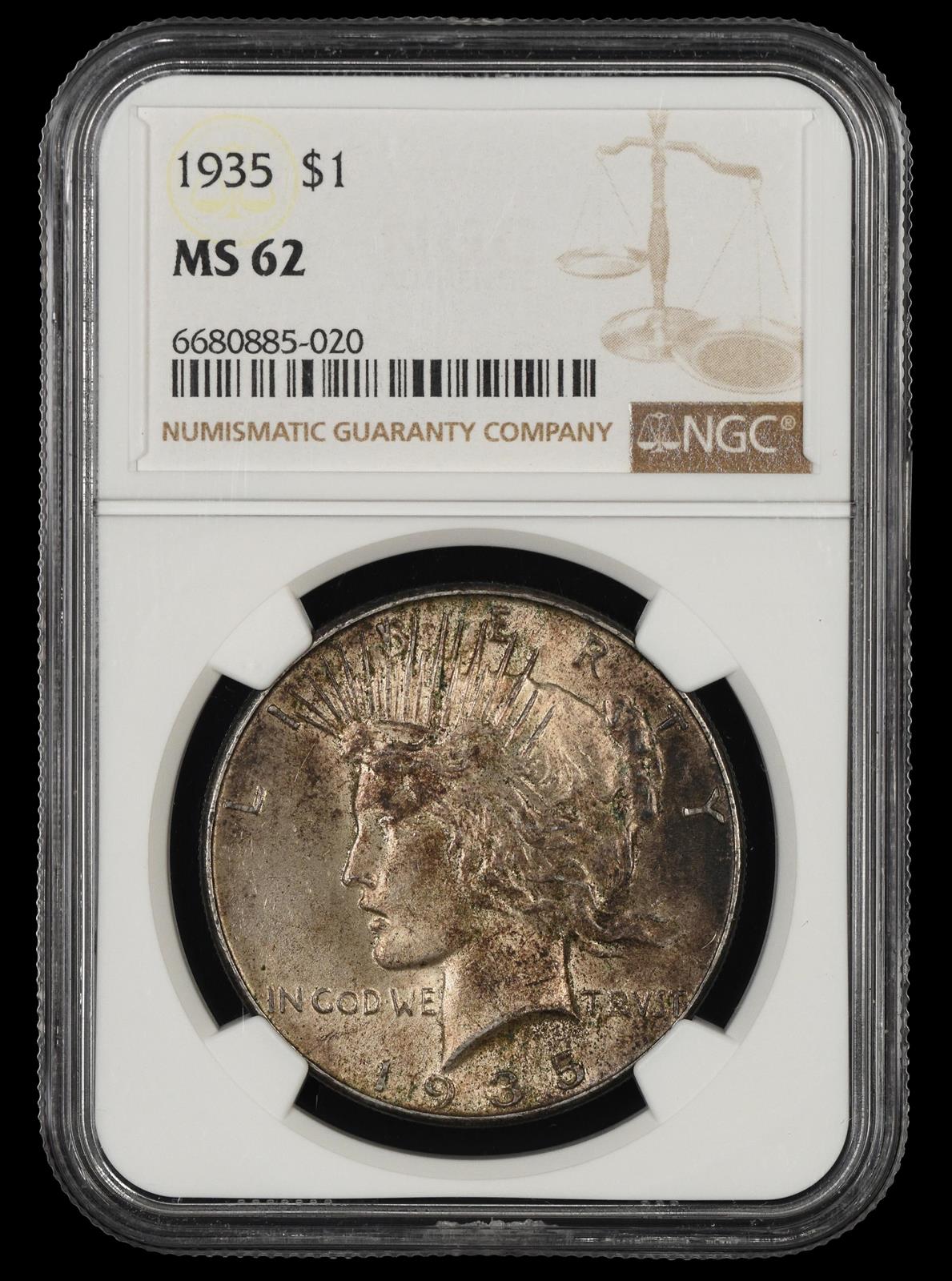 1935 $1 NGC  MS62