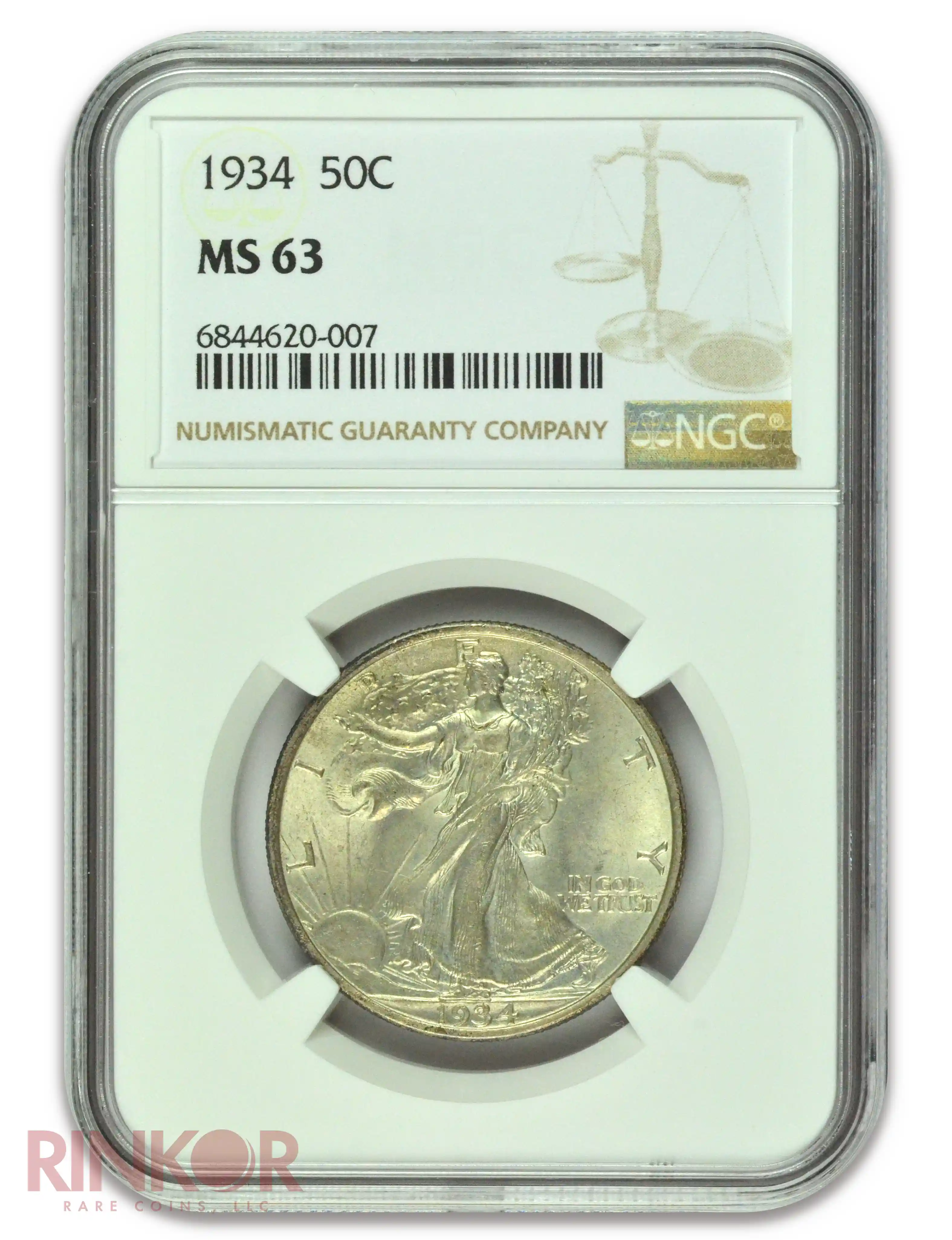 1934 Walking Liberty Half Dollar NGC MS 63