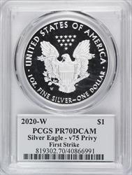 2020 V75 Silver Eagle First Strike PCGS PR70DCAM 