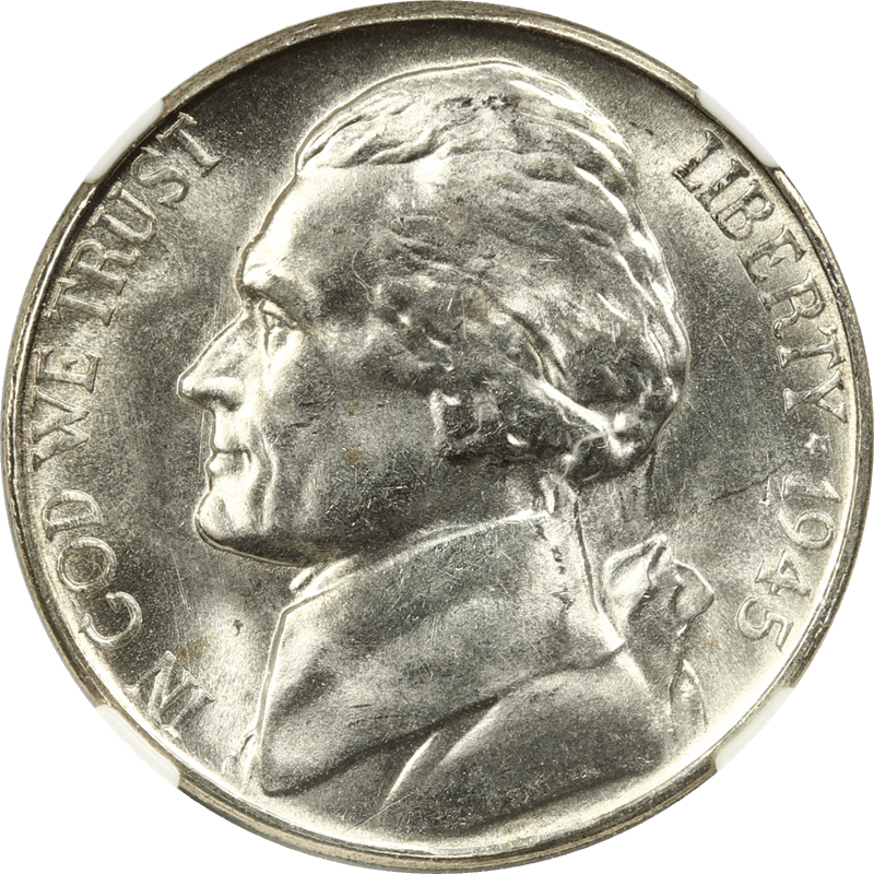 1945-S Jefferson Wartime Silver Nickel 5c, NGC MS 67
