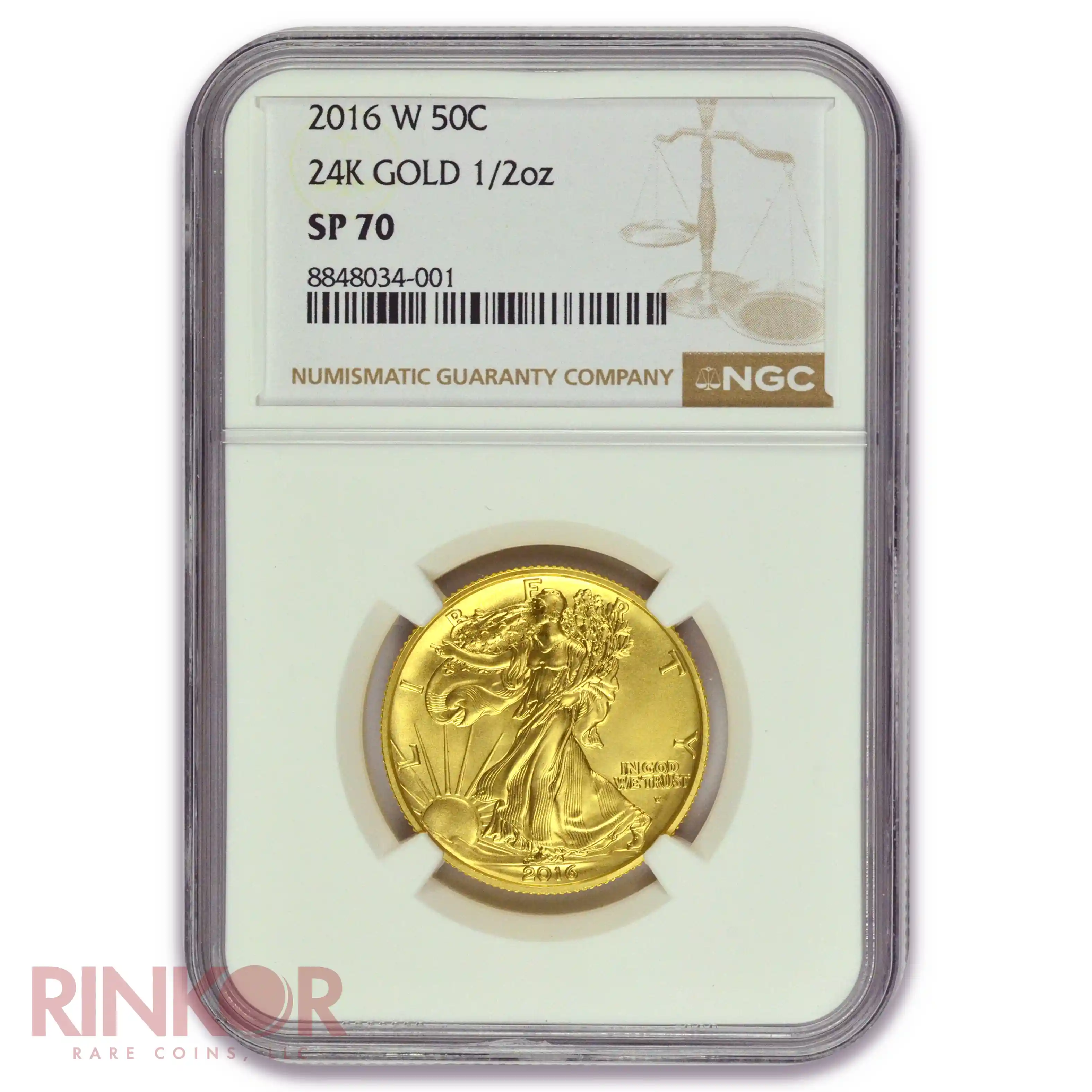 2016-W Gold 1/2oz Walking Liberty Half Dollar 100th Anniversary Brown Label NGC SP 70