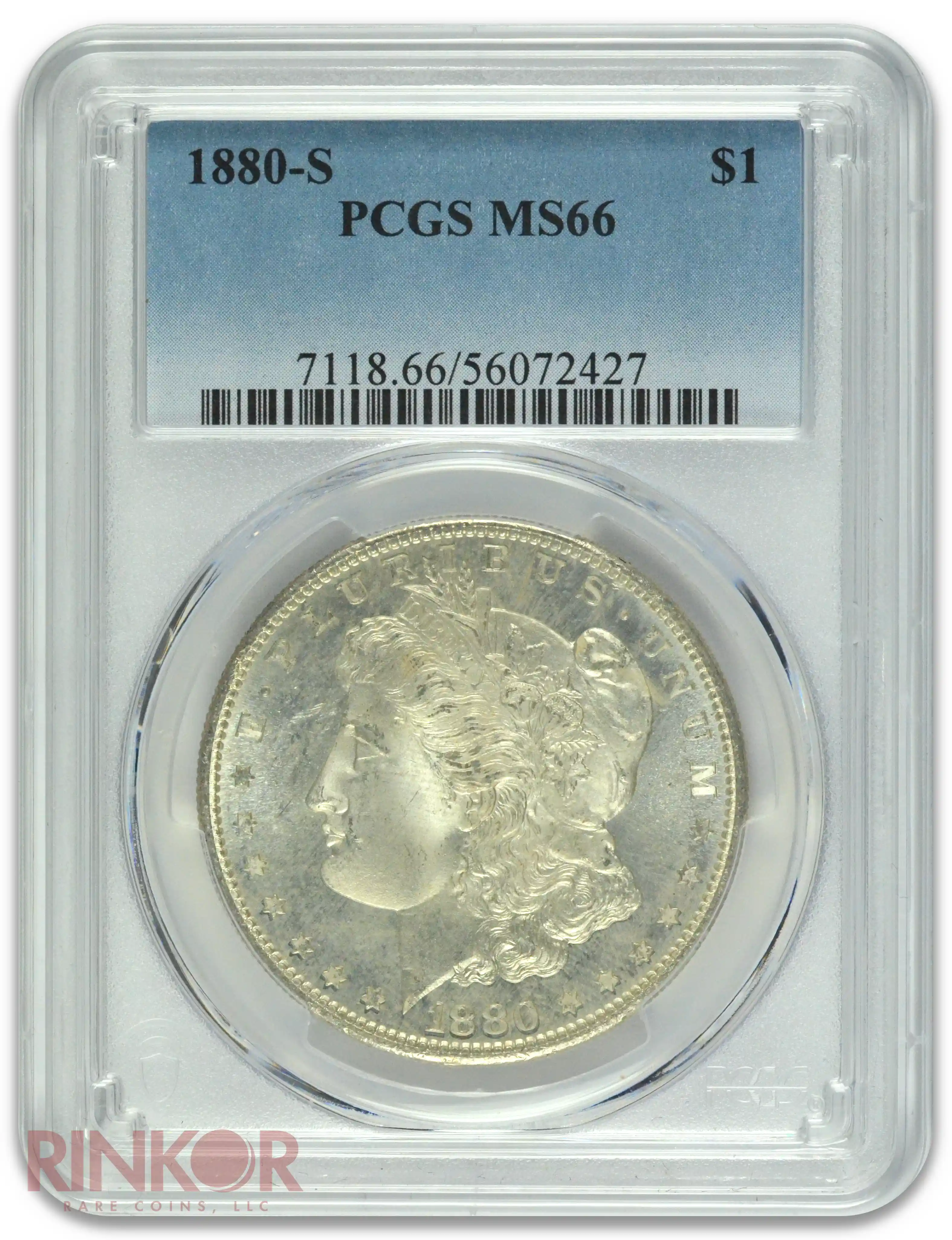 1880-S $1 Morgan Dollar PCGS MS 66 - With Original ANACS Photo Certificate